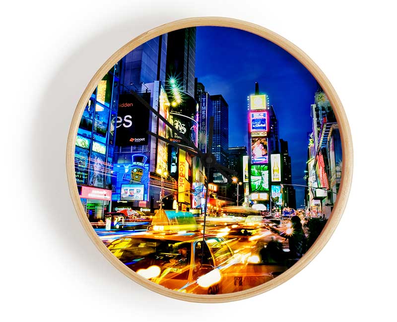 Nyc 5Th Avenue Taxi Blur Clock - Wallart-Direct UK