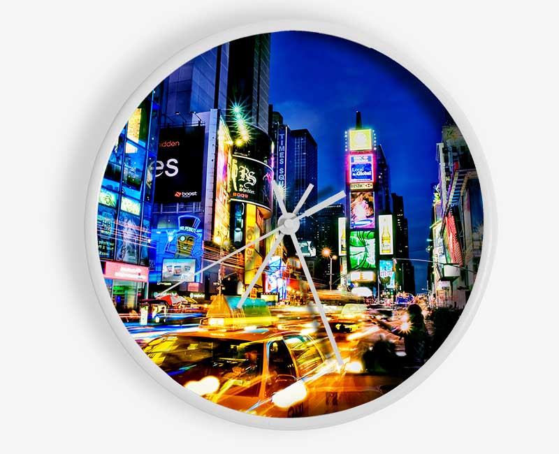 Nyc 5Th Avenue Taxi Blur Clock - Wallart-Direct UK