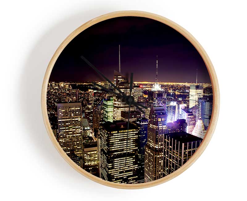 Nyc Empire State Building Red Glow Night Clock - Wallart-Direct UK