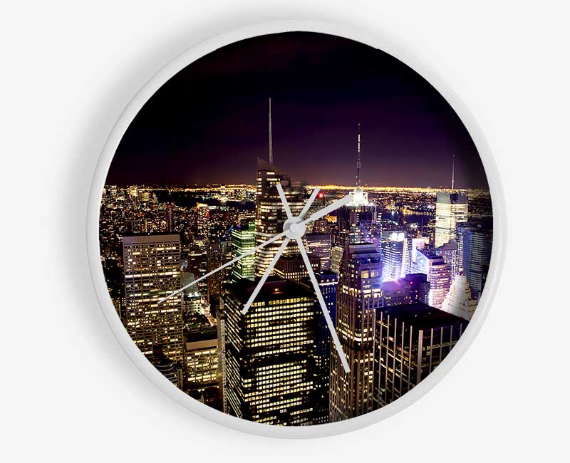 Nyc Empire State Building Red Glow Night Clock - Wallart-Direct UK