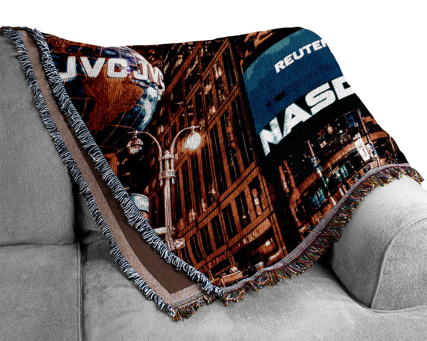 NYC Times Square Lights Woven Blanket
