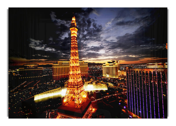 Paris Eiffel Tower Golden Night Glow