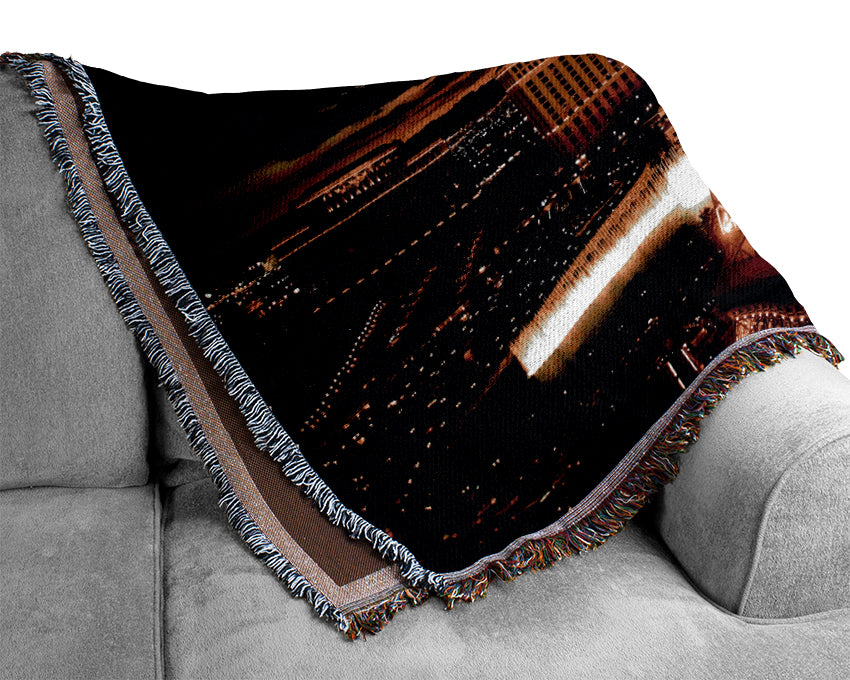 Paris Eiffel Tower Golden Night Glow Woven Blanket