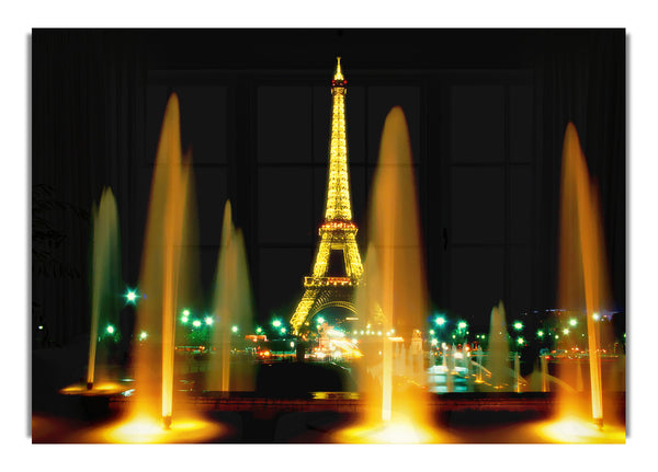 Paris Eiffel Tower Water Fountain Glow