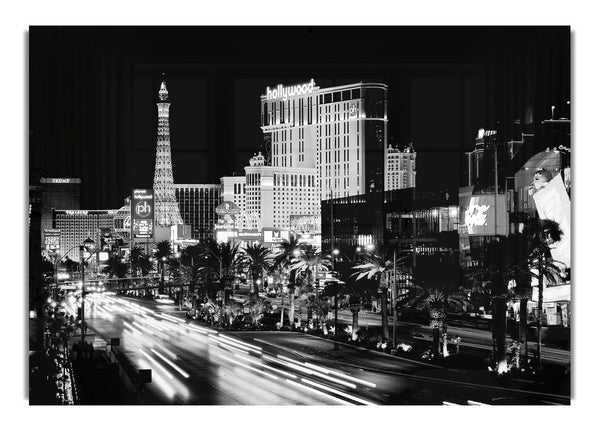 Paris Roads Night Lights B~w