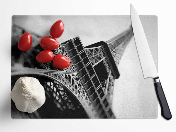 Paris Under The Eiffel Tower B n W Glass Chopping Board