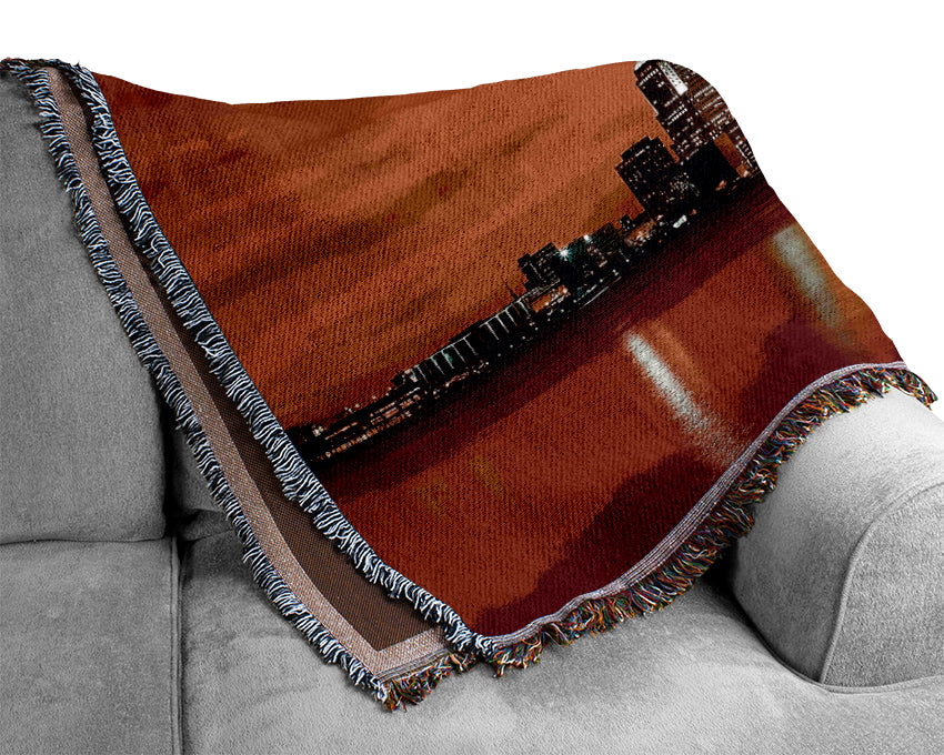Pink City Lights Woven Blanket