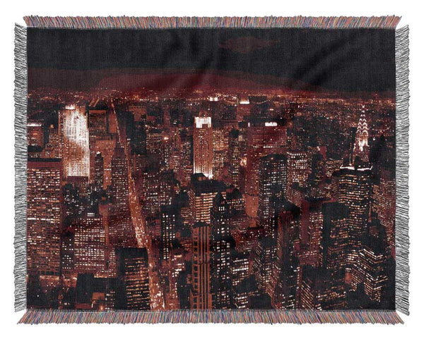 Red Glow City Woven Blanket