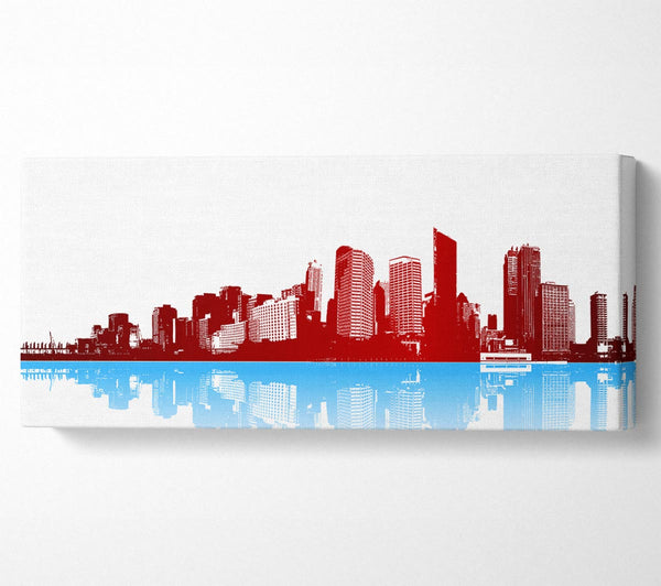 Red New York In Blue Reflections