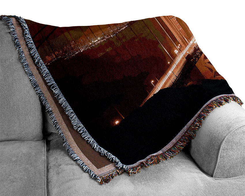 San Francisco Bridge Golden Mist Woven Blanket