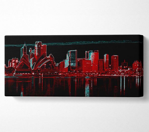 Sydney Skyline Opera House Red
