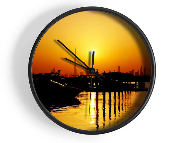 The Harbour At Sunrise Clock - Wallart-Direct UK