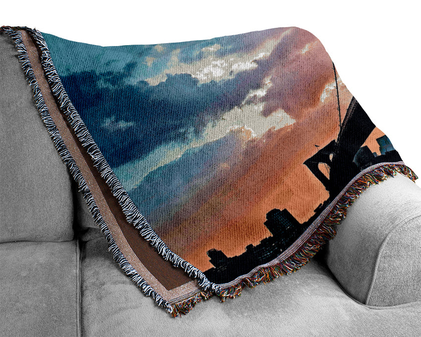 Under Brooklyn Bridge Sunlight Woven Blanket