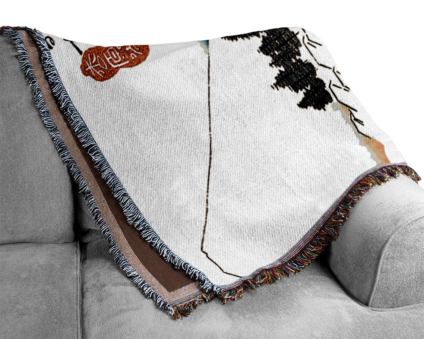 Hiroshige A Bridge In The Snow Woven Blanket