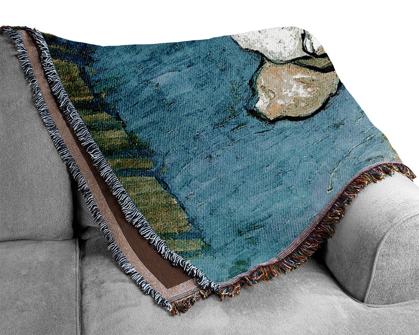 Van Gogh A Farmer Cutting Hay Woven Blanket