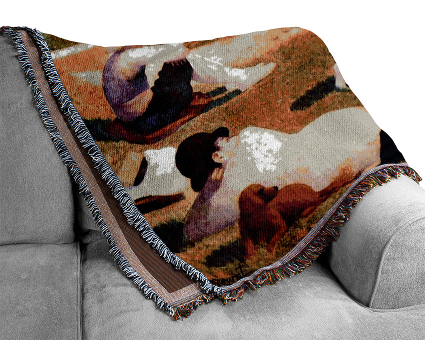 Seurat A Swimming Pool In Asnie`re Woven Blanket