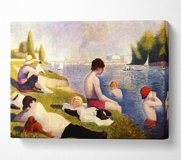  A Canvas Print of Seurat A Swimming Pool In Asnie`re Canvas Print