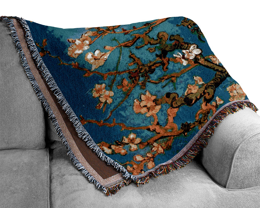 Van Gogh Blossoming Almond Tree Woven Blanket