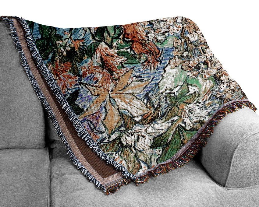 Van Gogh Blossoming Chestnut Branches Woven Blanket