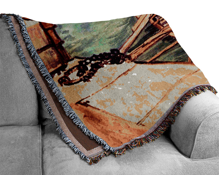 Van Gogh Boats With Sand Woven Blanket