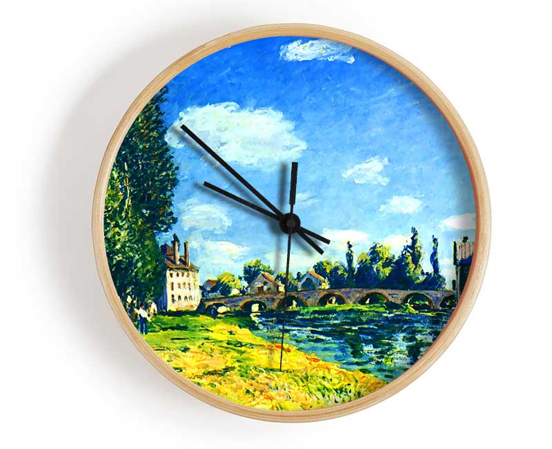 Sisley Bridge Of Moret In Summer Clock - Wallart-Direct UK