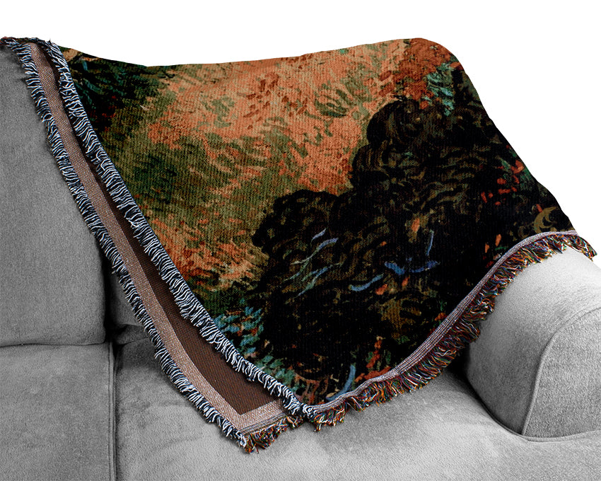 Van Gogh Field With Poppies Woven Blanket