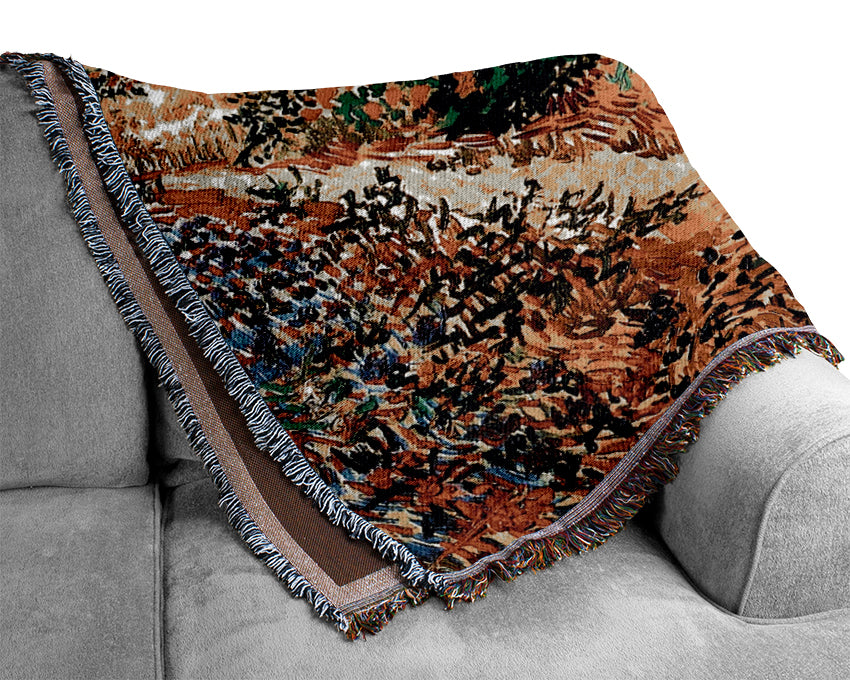 Van Gogh Flowering Garden With Path Woven Blanket