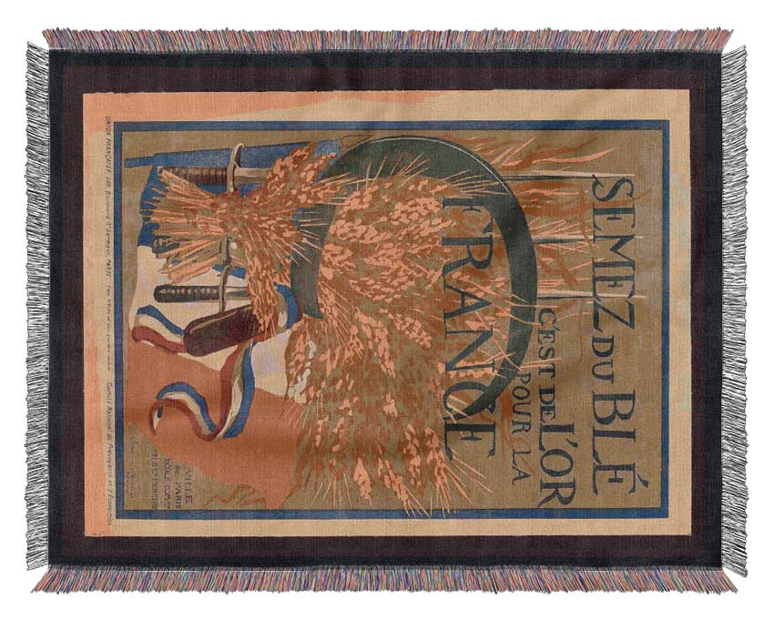 French Poster Woven Blanket