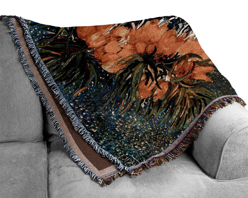 Van Gogh Fritillaries In A Copper Vase Woven Blanket