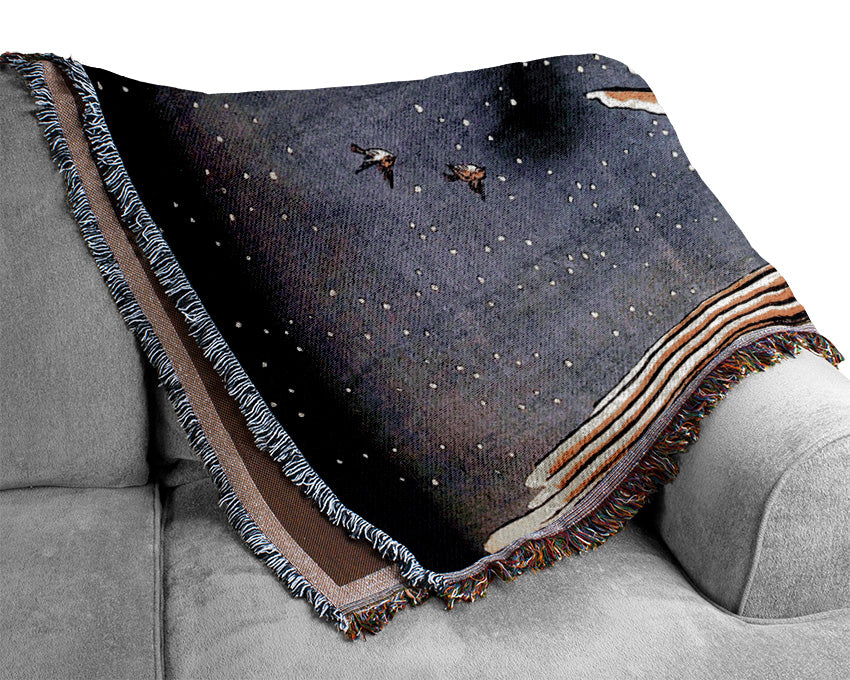 Hiroshige Fukagawa Lumberyards Woven Blanket