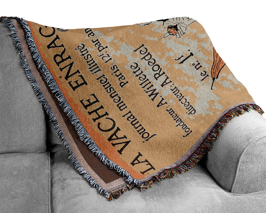 Toulouse Lautrec La Vache Enragee Woven Blanket