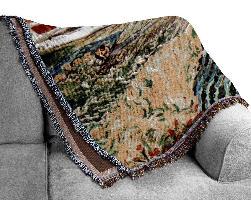 Van Gogh Landscape At Auvers In The Rain 2 Woven Blanket