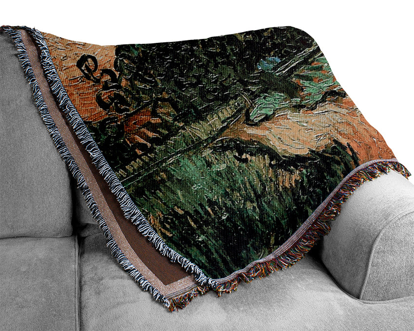 Van Gogh Landscape With Castle Auvers At Sunset Woven Blanket