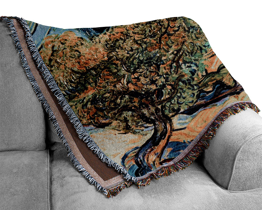 Van Gogh Landscape With Olive Trees Woven Blanket