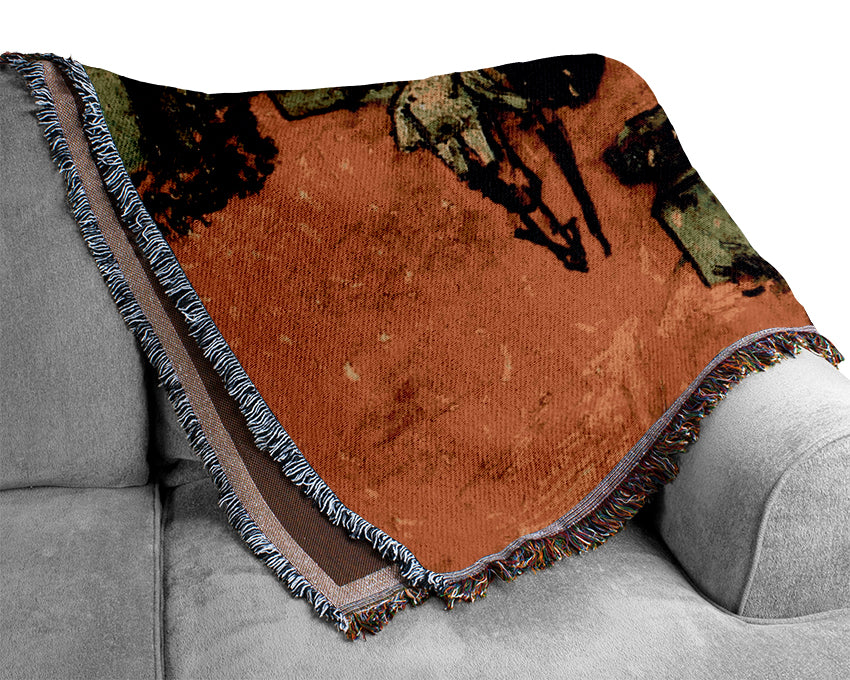 Van Gogh Les Alyscamps Falling Autumn Leaves Woven Blanket