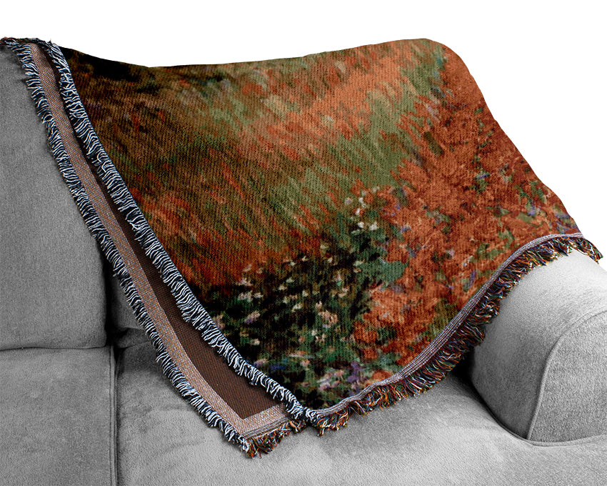 Monet Poppy Field Of Flowers In Giverny Woven Blanket