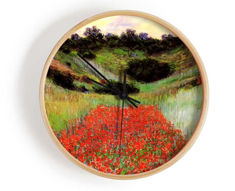 Monet Poppy Field Of Flowers In Giverny Clock - Wallart-Direct UK