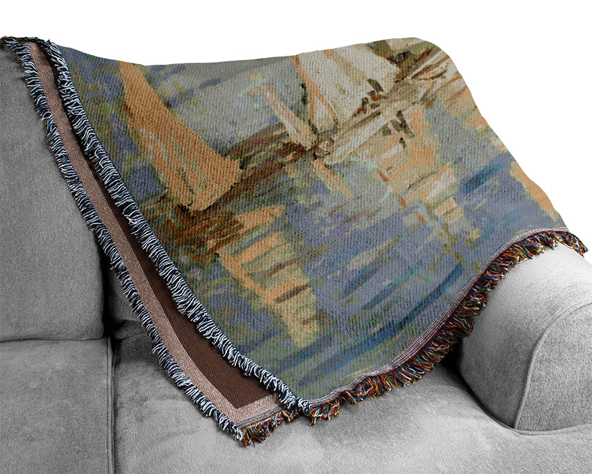 Monet Regattas At Argenteuil Woven Blanket