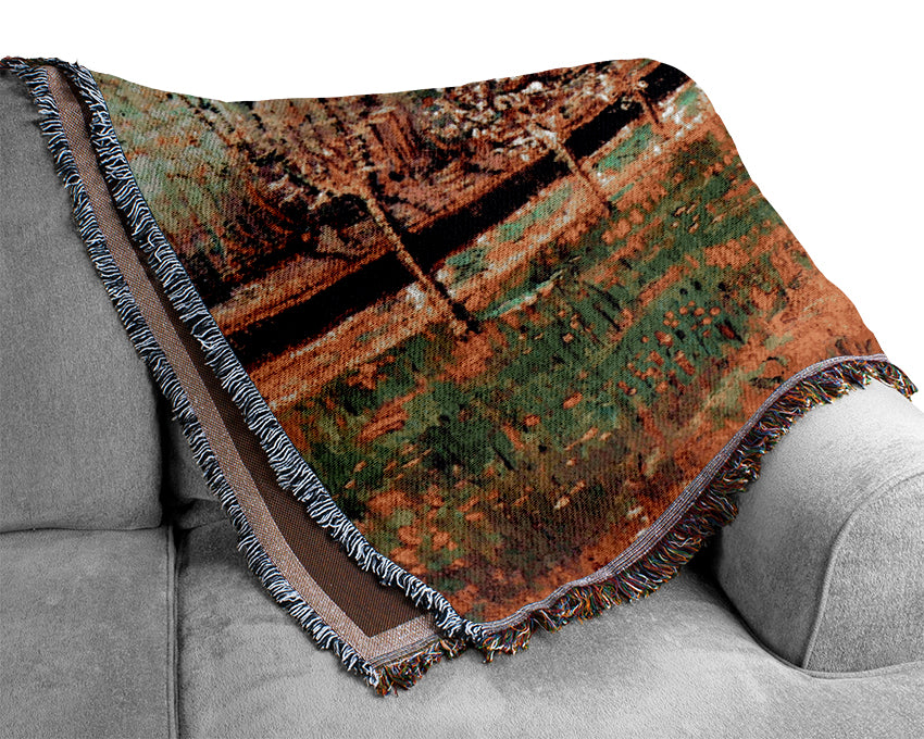Van Gogh Orchard In Blossom Plum Trees Woven Blanket