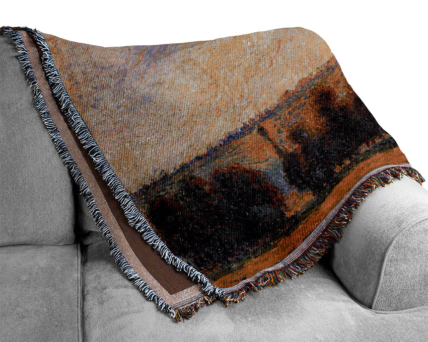Pissarro Sunset At Eragny Woven Blanket