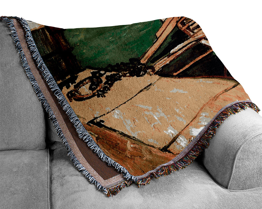 Van Gogh Quay With Men Unloading Sand Barges Woven Blanket