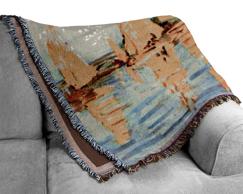Monet Regatta At Argenteuil Woven Blanket