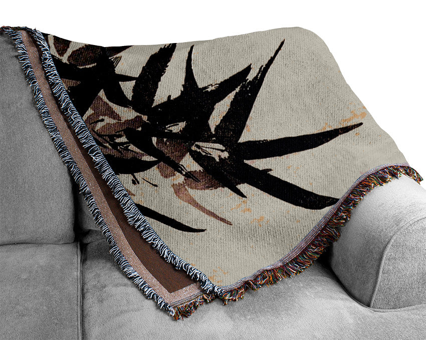 Hiroshige Sparrow And Bamboo 2 Woven Blanket