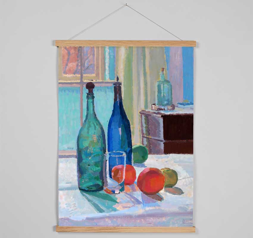 Spencer Frederick Gore Blue And Green Bottles And Oranges Hanging Poster - Wallart-Direct UK
