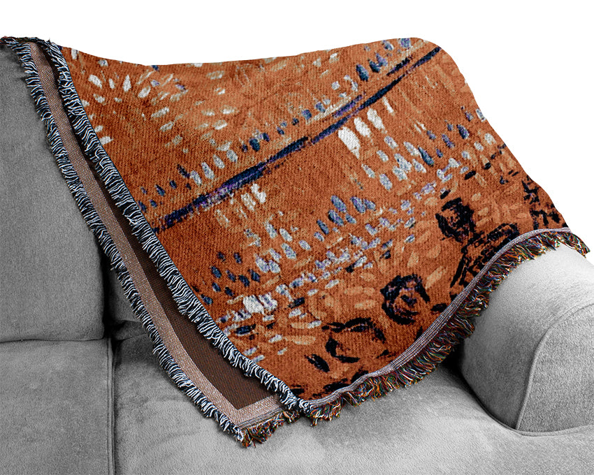 Seurat Study Of The Circus Parade Woven Blanket