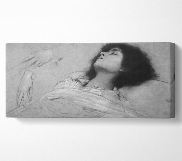 Klimt Study Sheet With The Upper Body Of A Girl And Sketches