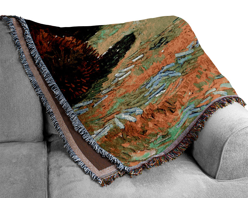 Van Gogh Sunny Lawn In A Public Park Woven Blanket