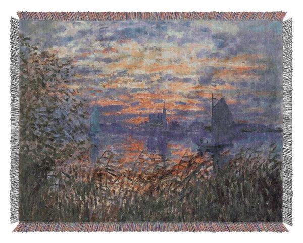 Monet Sunset On The Seine Woven Blanket