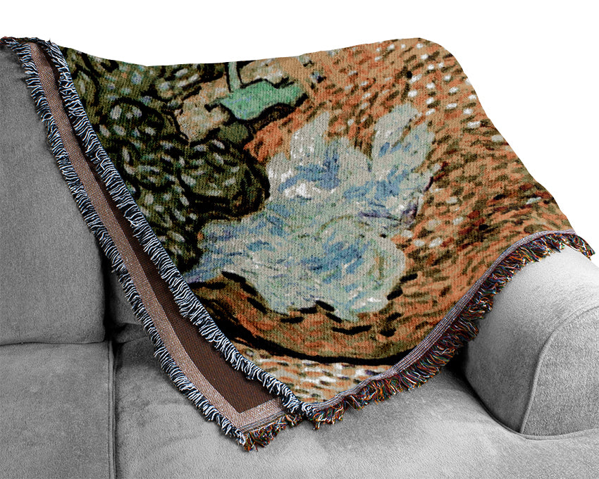 Van Gogh The Garden Of The Daubignys Woven Blanket