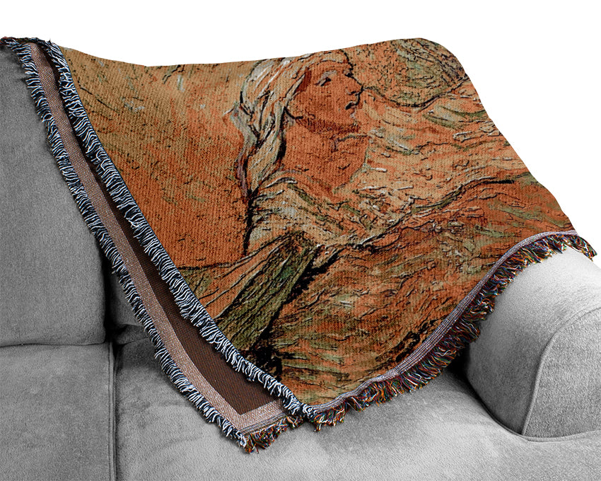 Van Gogh The Raising Of Lazarus After Rembrandt Woven Blanket